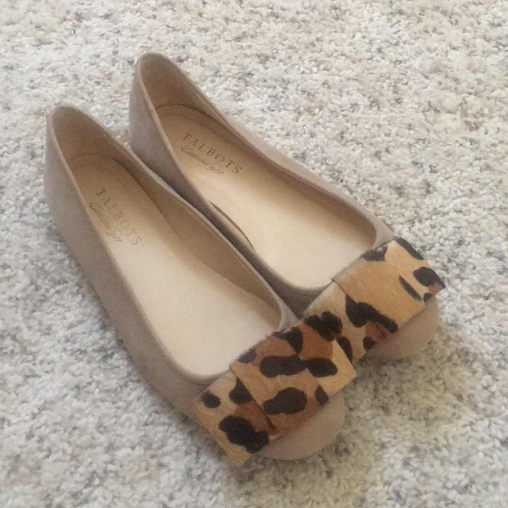 Talbots Nude Flats with Cheetah Bow